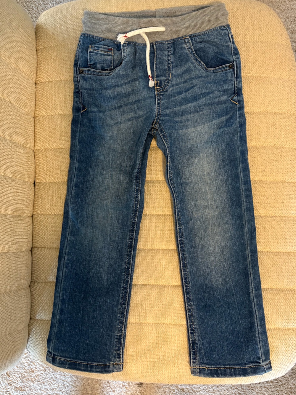 Boys' Blue Pull-On Jeans with Elastic Waist and Drawstring